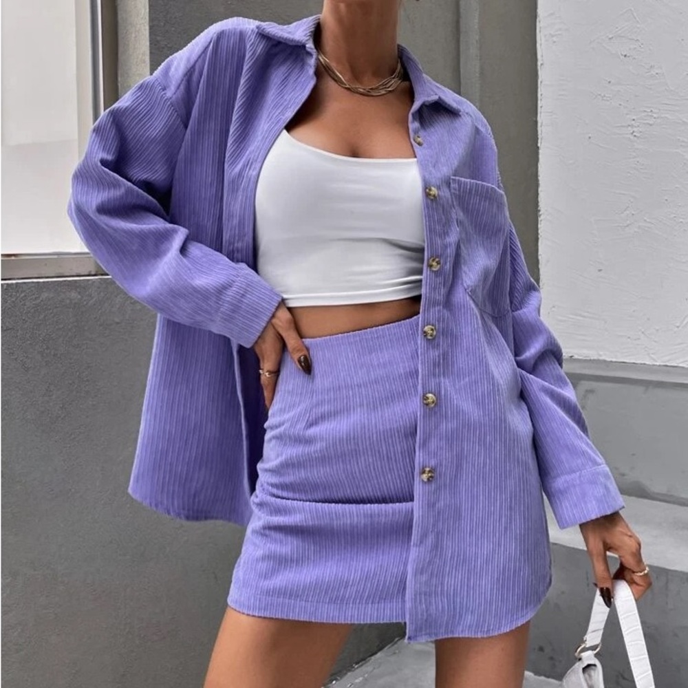 SHEIN purple corduroy skirt set